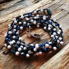 Olan yli avainnauha valkea noppa hopea sininen 168 cm