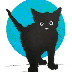 Kissa ja sininen kuu postikortti